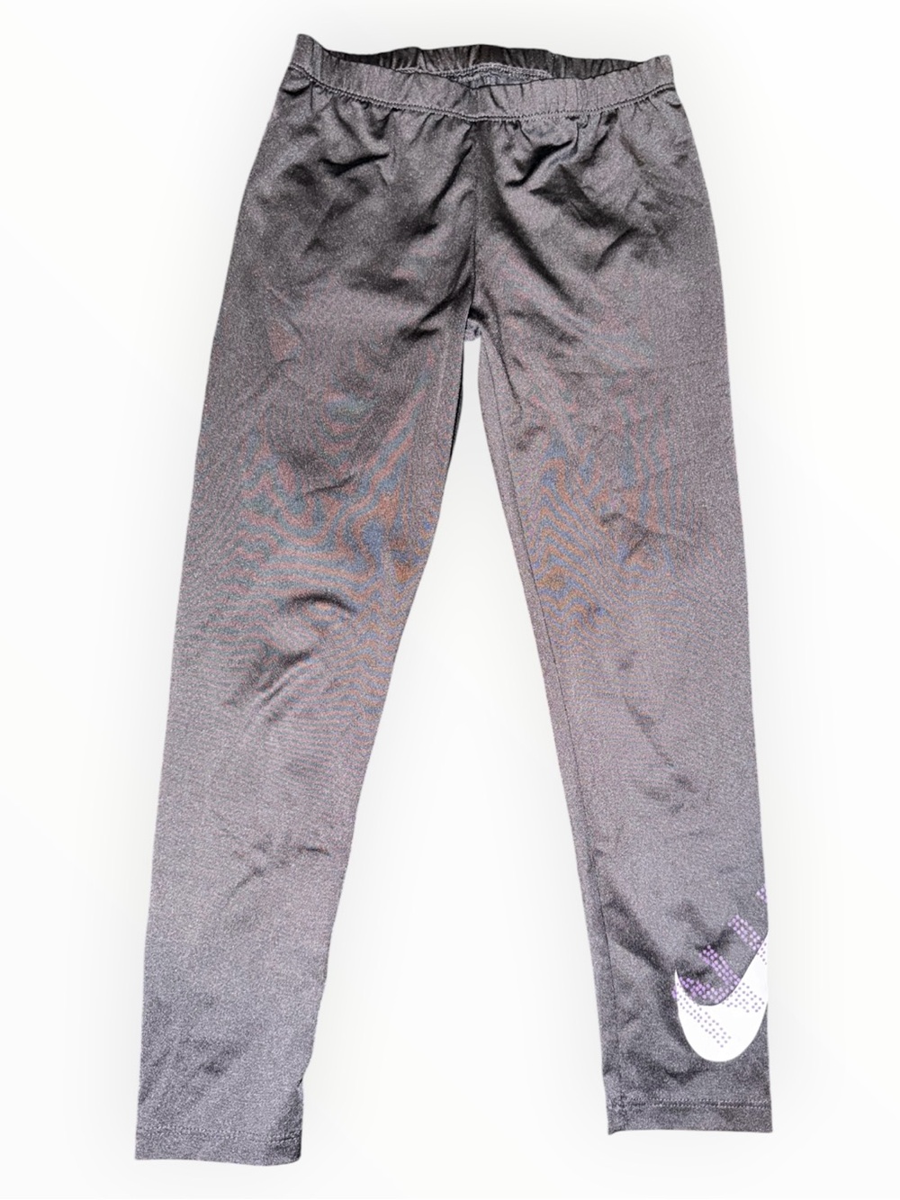Nike Girls' Dark Gray Leggings with White Swoosh Size 6X